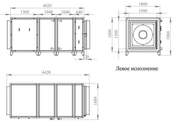 Габаритные и присоединительные размеры Breezart 35000 Aqua W