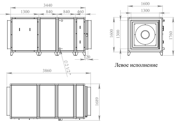Габаритные и присоединительные размеры Breezart 30000 Aqua