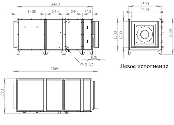 Габаритные и присоединительные размеры Breezart 20000 Aqua F